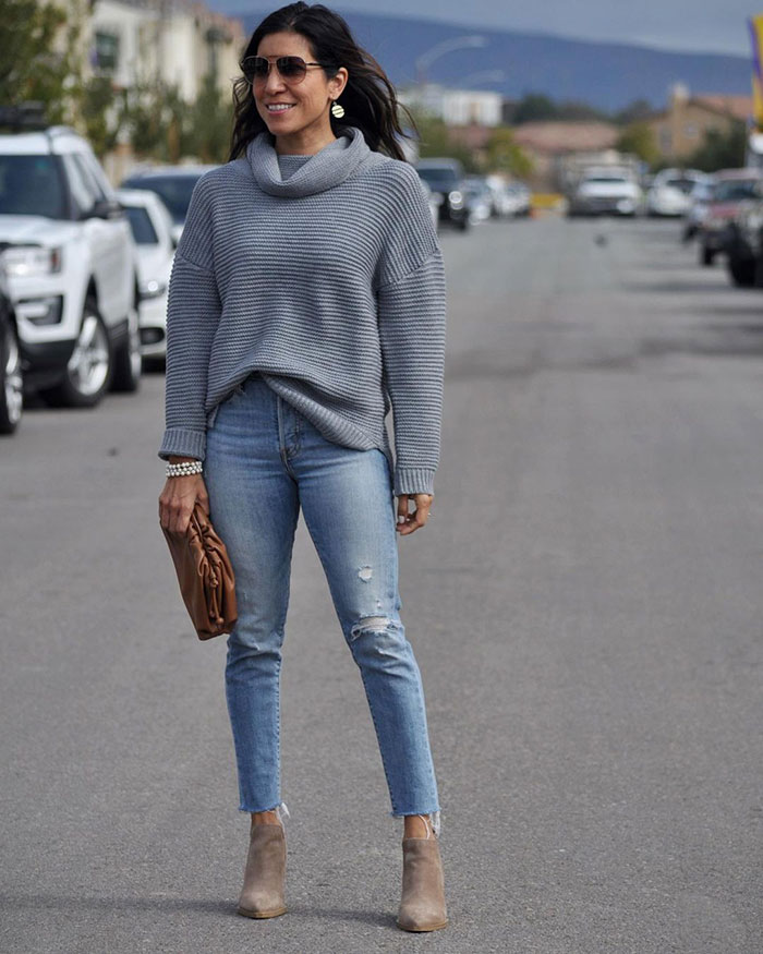 High rise jeans and booties | 40plusstyle.com