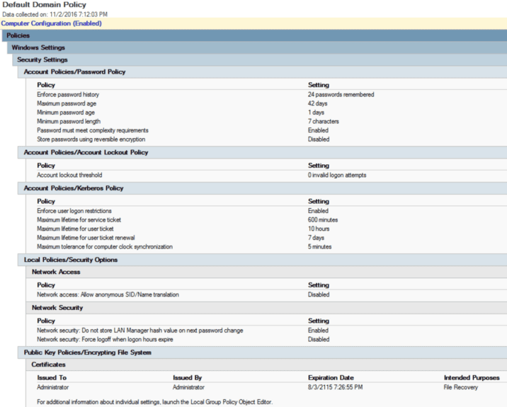 Windows default domain policy - network vulnerability