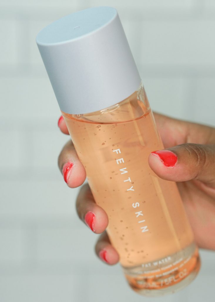 10 minute skincare routine using Fenty Skin Fat Water Pore-Refining Toner Serum