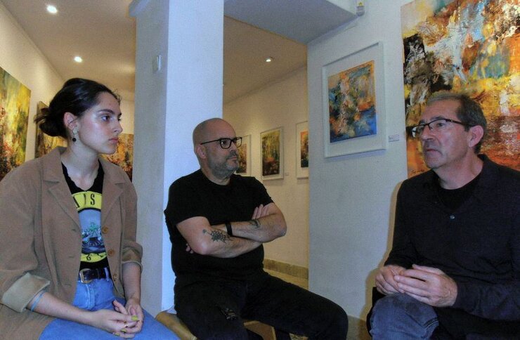 Pintura de Juan Sanchez "Mundos" No MAC 7 Laura Carvalho, Rui Freitas e Juan Sanches