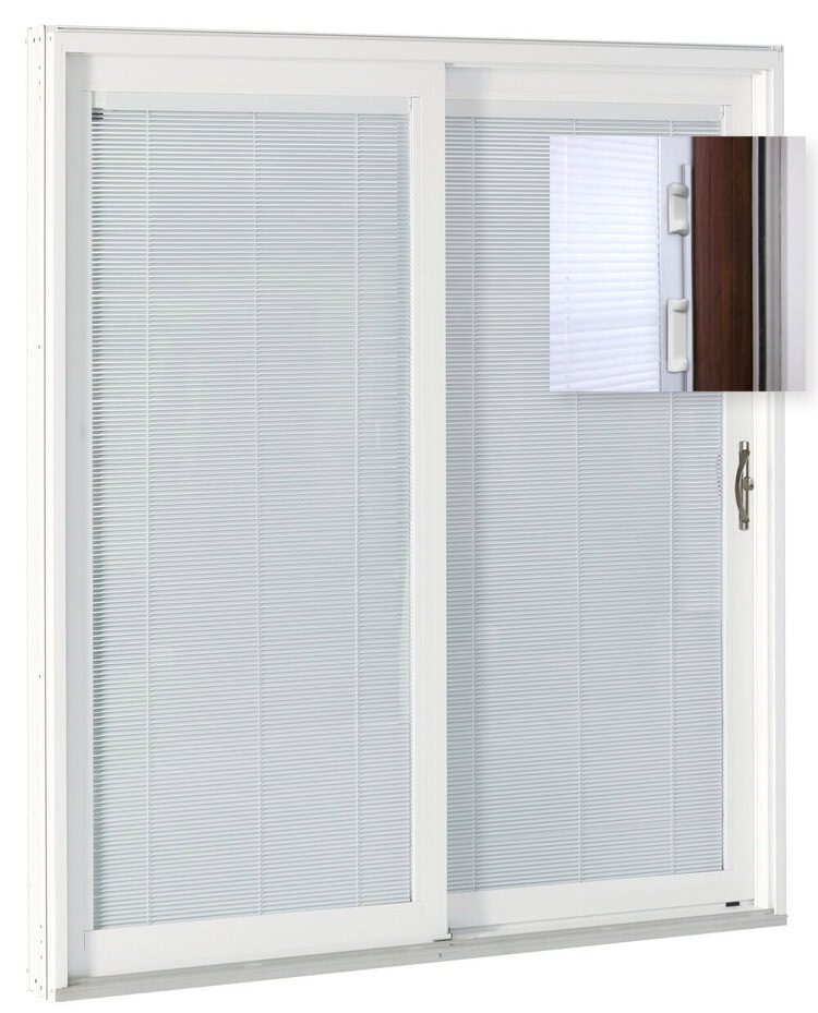 SLIDING PATIO DOORS WITH BUILT IN BLINDS INTERNAL FOR MAXIMUM PRIVACY