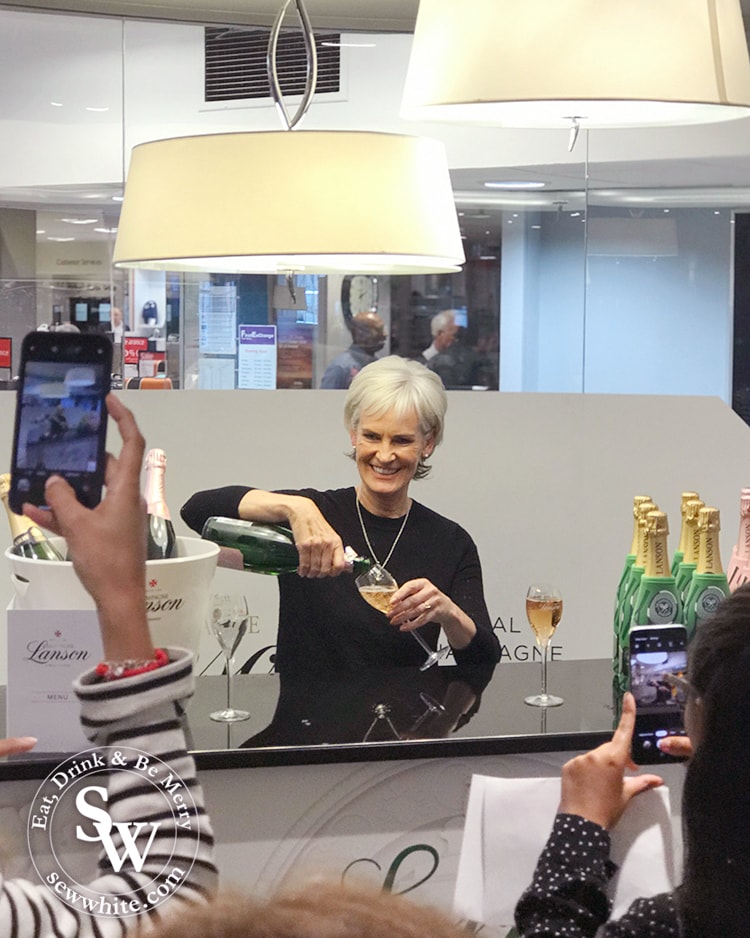 Judy Murray at the Lanson Champagne bar at Elys Wimbledon 2019