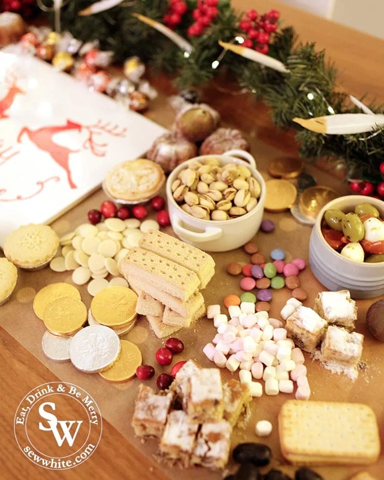 Beautiful cakes, mince pies, shortbread, stollen and nibbles on the Christmas graze table