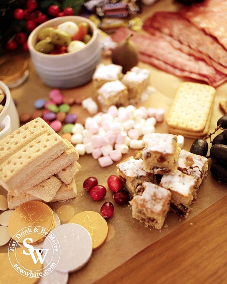 stollen and marshmallows on the Christmas graze table