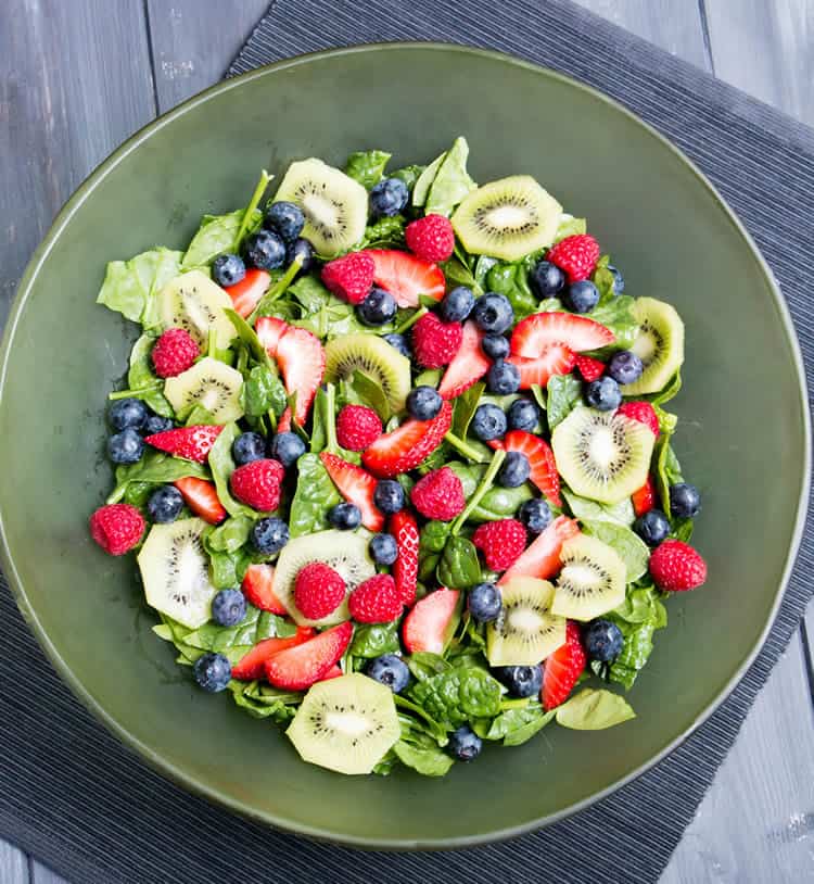 Kiwi Berry Spinach Salad With Honey Poppy Seed Dressing The
