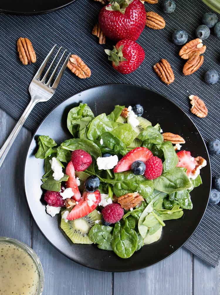 Kiwi Berry Spinach Salad With Honey Poppy Seed Dressing The