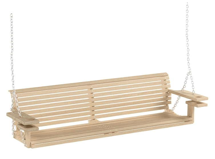 5 FOOT HANDMADE CYPRESS PORCH SWING WITH CUPHOLDERS