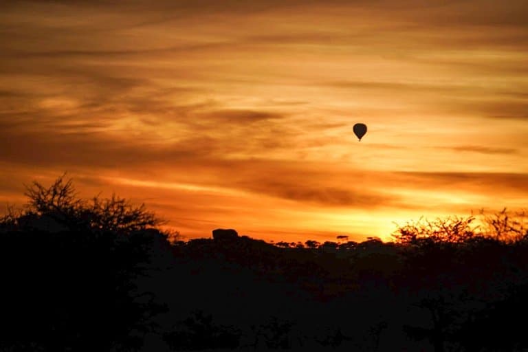 Serengeti sunrise at bush camp safari