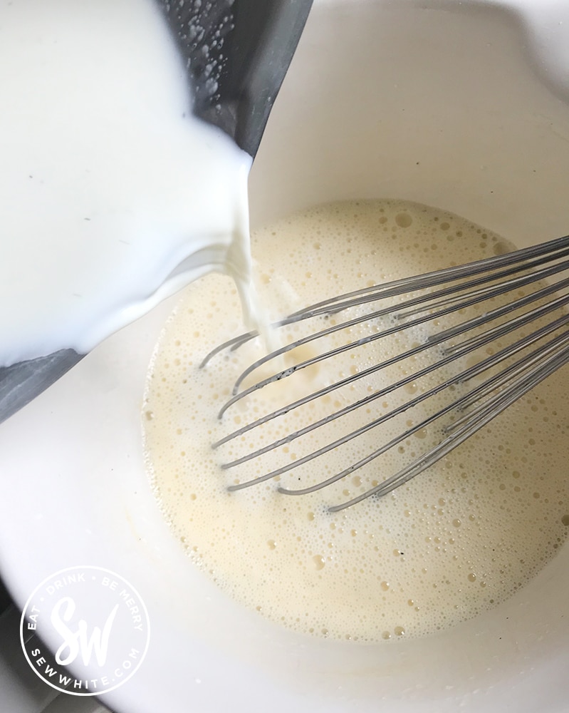 Whisking the custard