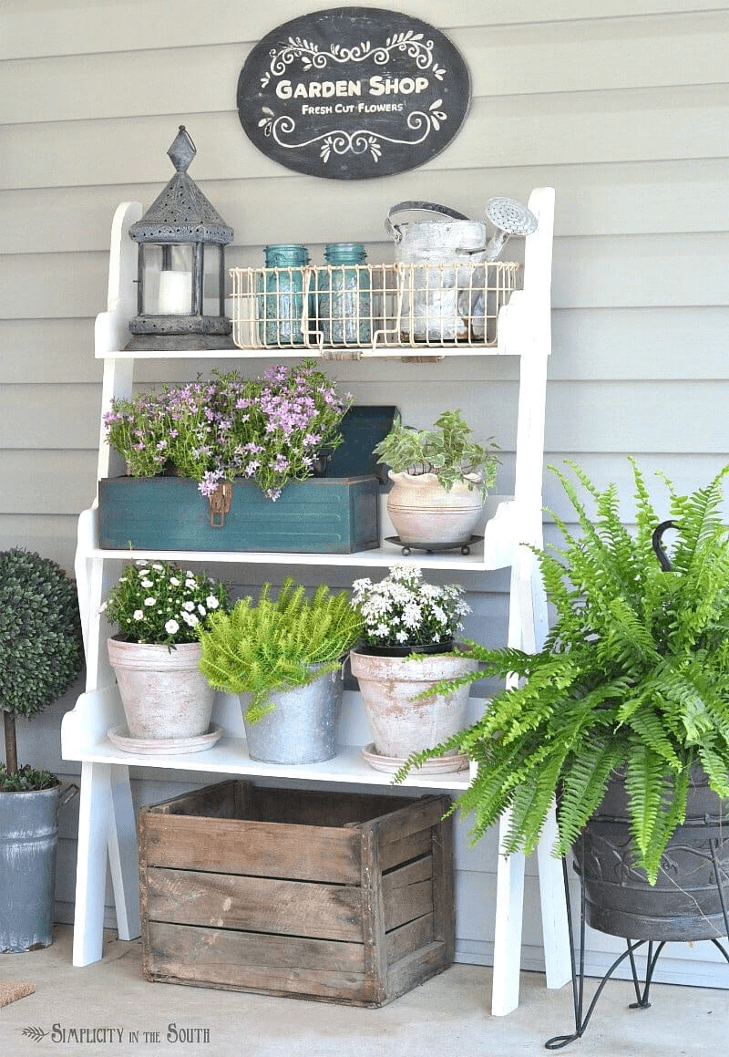 POTTING DISPLAY DIY PORCH DECOR IDEAS FOR SPRING AND SUMMER