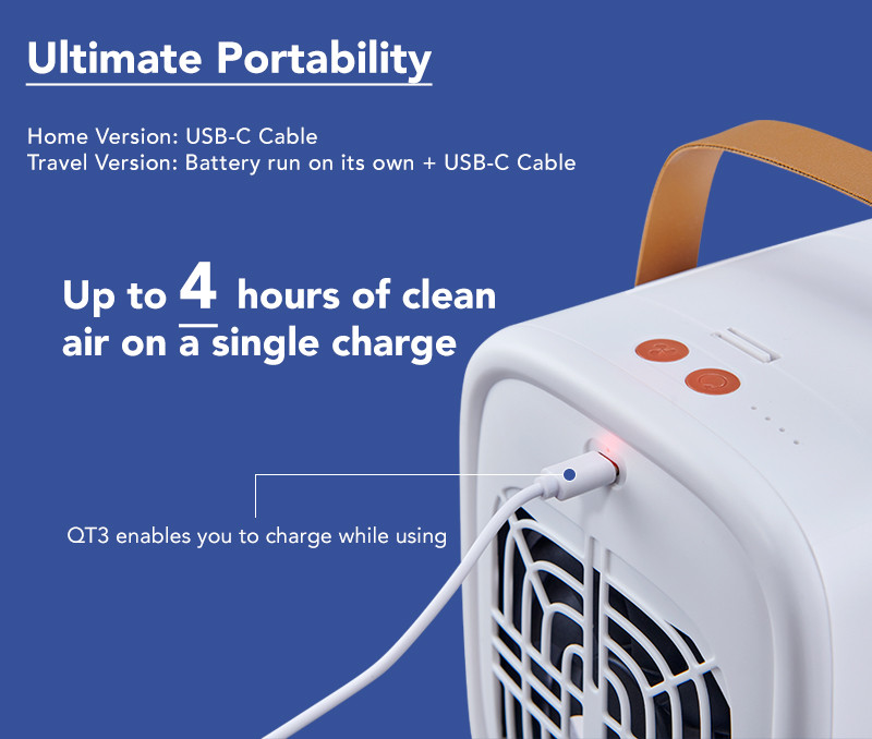 Small portable air clearance purifier