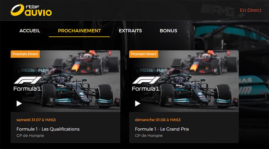 Programme TV RTBF GP F1 Hongrie
