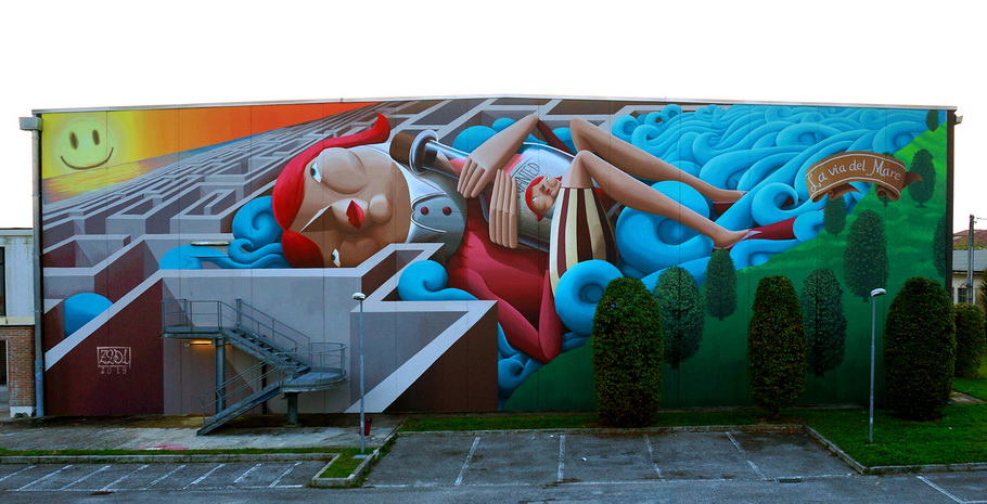 “The Way To The Sea” de Zed1 em Vicenza, Itália 8 The Way To The Sea By Zed1 in Vicenza, Italy