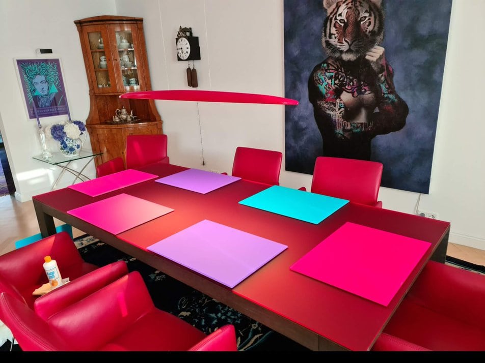 Platzset 2 Plexiglas Tischplatte mit Platzsets Satiniert