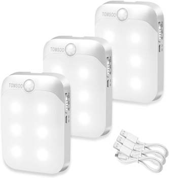 5. TOMSOO Rechargeable Motion Sensor Light