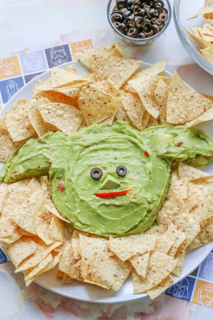 Whether it's Cinco de Mayo or Star Wars day, this Baby Yoda Guacamole Platter is the fun entertaining recipe that Star Wars fans will think is out of this world. Everyone loves an easy guacamole recipe and this one is perfect for the Baby Yoda fans in your life.