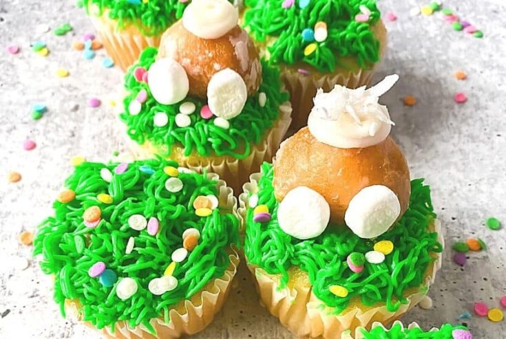 Hippity Hoppity, these Easy Bunny Butt Cupcakes are the perfect Easter dessert. This cute Easter Cupcake recipe is easy to decorate and fun to eat. This homemade cupcake recipe is perfect for Easter. Make these adorable Easter cupcakes that use a doughnut hole as the bunny's bottom. The kids will have a blast helping with these Easter Cupcakes!