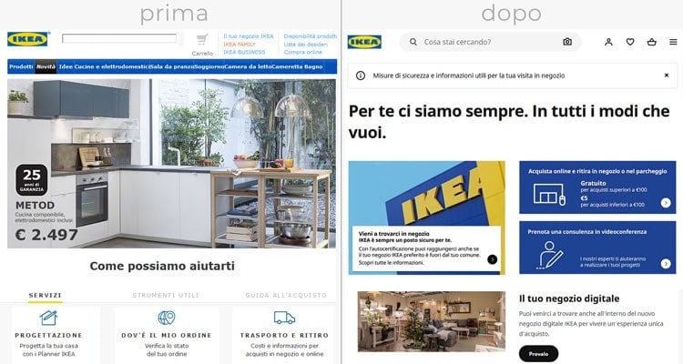 Restyling sito web Ikea: prima e dopoc Restyling sito web Ikea: prima e dopo