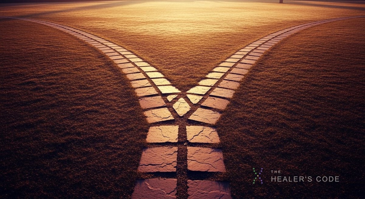 Four separate paths branching from one point, representing different theories of consciousness