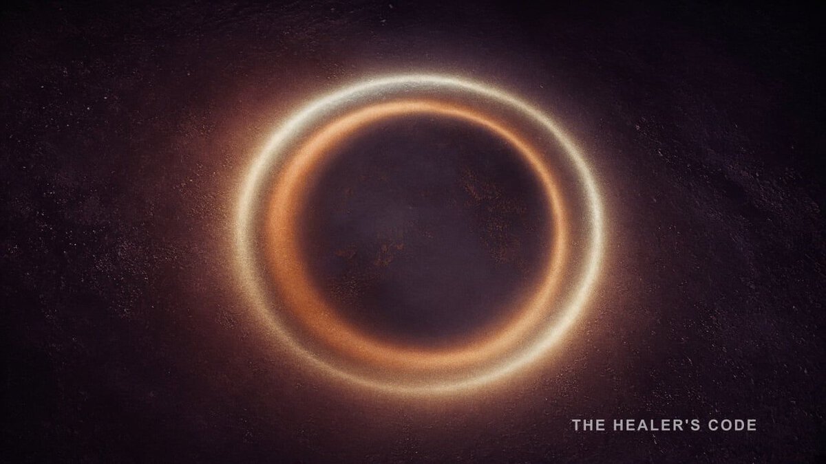 An outer ring of cool light around a warmer inner glow