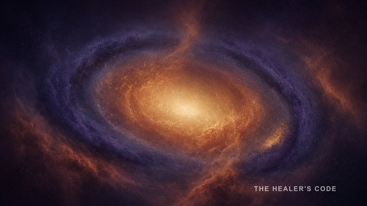 A warm gold glow gathered inside a cooler indigo ring