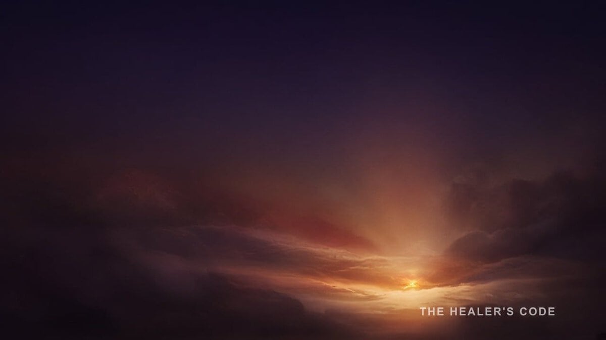 A small gold pool of light rising in near-dark indigo, rest held in the glow.