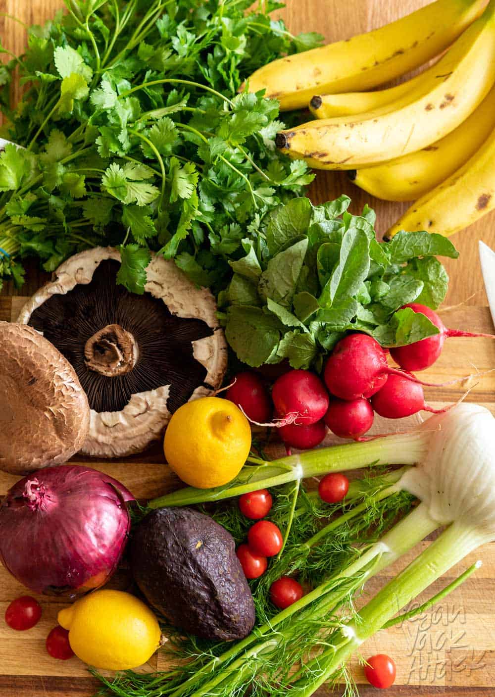 Image of ingredients for meal prep spread out over a cutting board