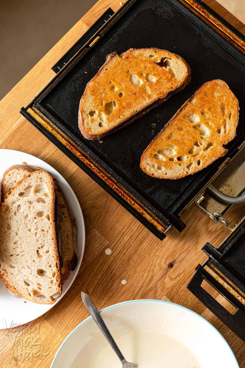 Image of the process of making vegan French toast