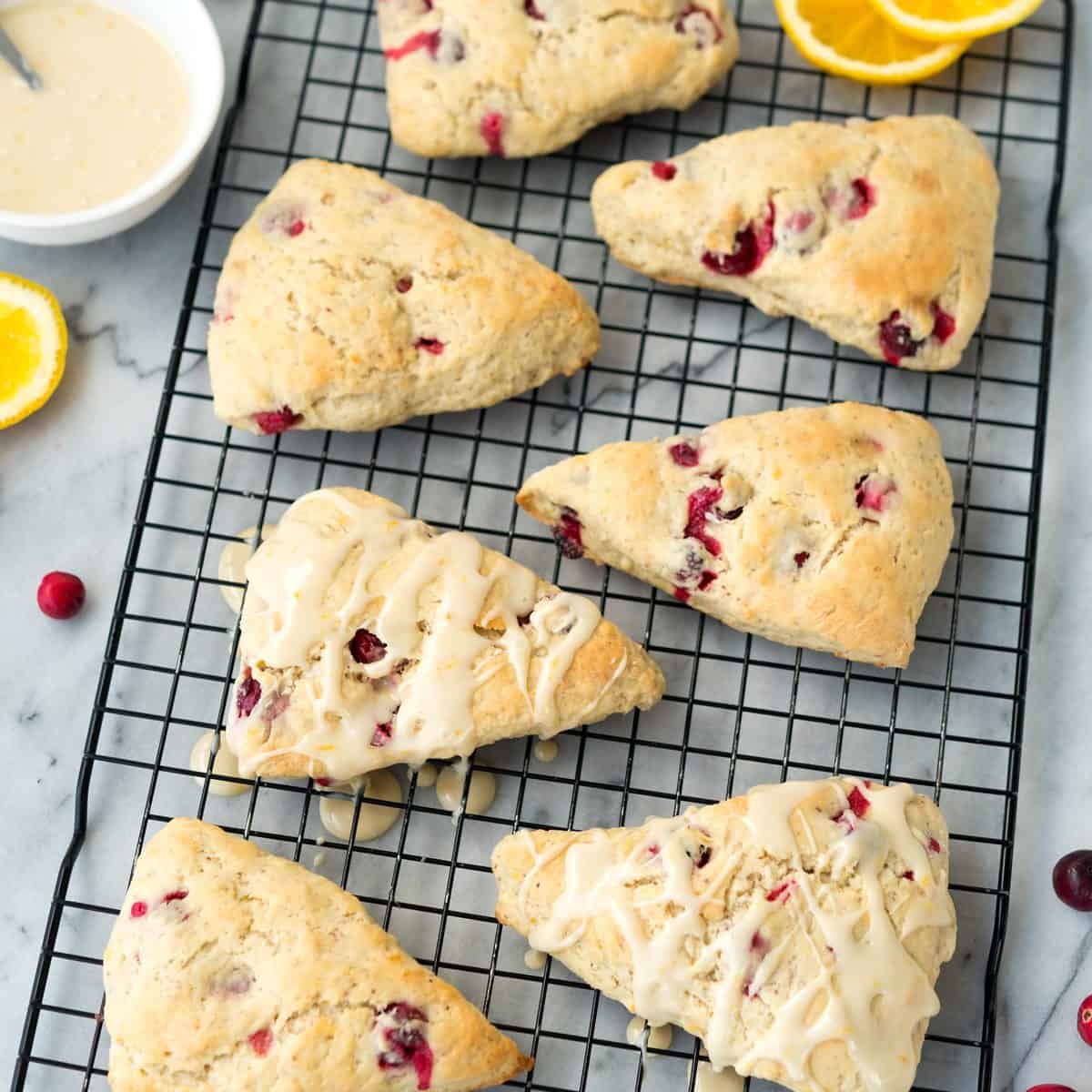 Delicious Glazed Cranberry Orange Scones, gone #vegan! Easy-to-make and so delicious. #soyfree #dairyfree #nutfree @VeganYackAttack