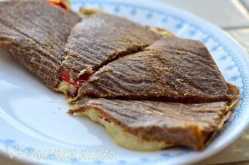 This Raw Quesadilla is made up of a Flaxseed Tortilla and delicious, rich, cashew cheese. Adding in some fresh fruits, really rounds out this recipe.