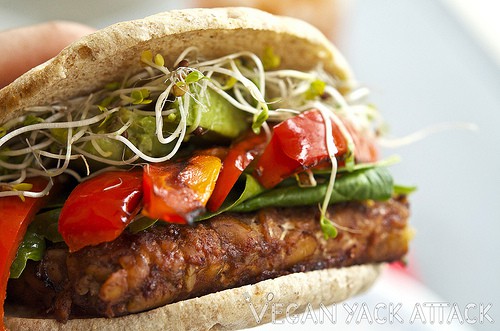 Homemade Strawberry BBQ Sauce with Tempeh Sandwich
