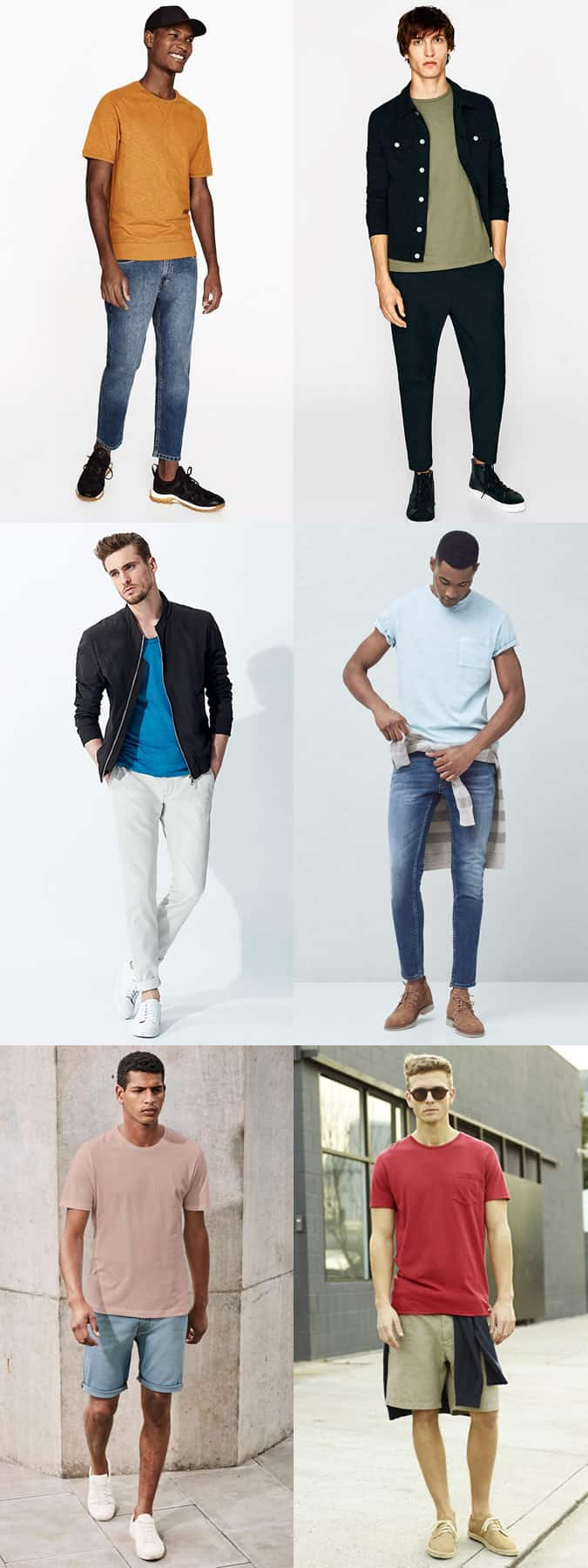 How to wear men's coloured plain t-shirts