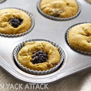 Moist mango blackberry muffins with occasional crunches of pistachios are great for breakfast or a snack! Vegan, soy-free