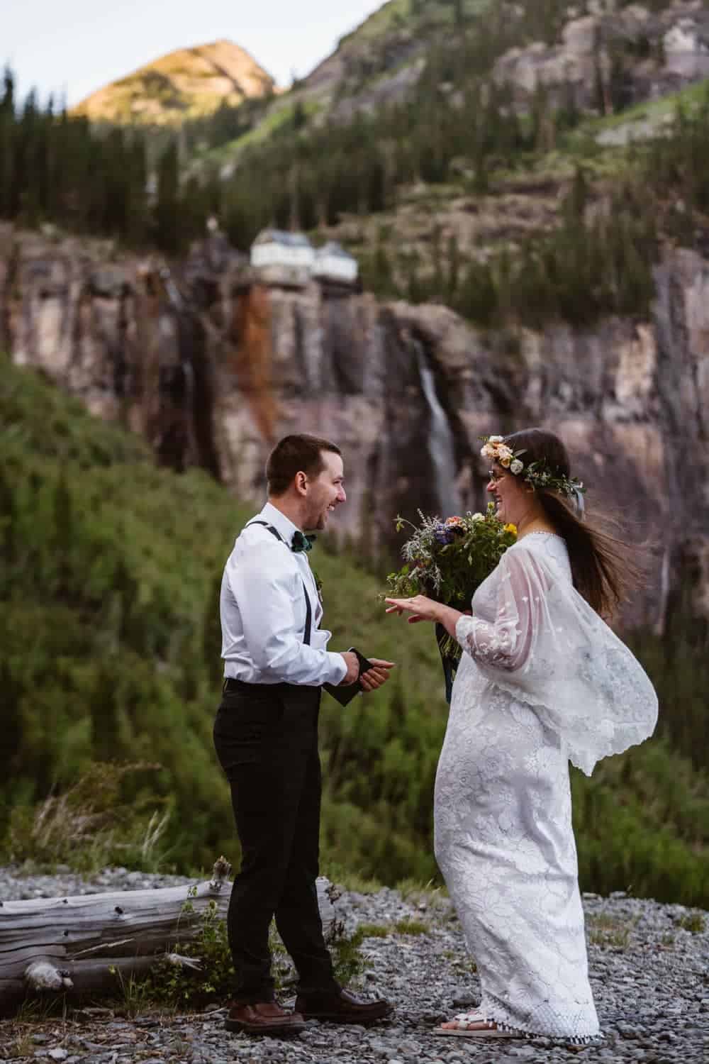 Bride and Groom Via Via Ferrata Elopement