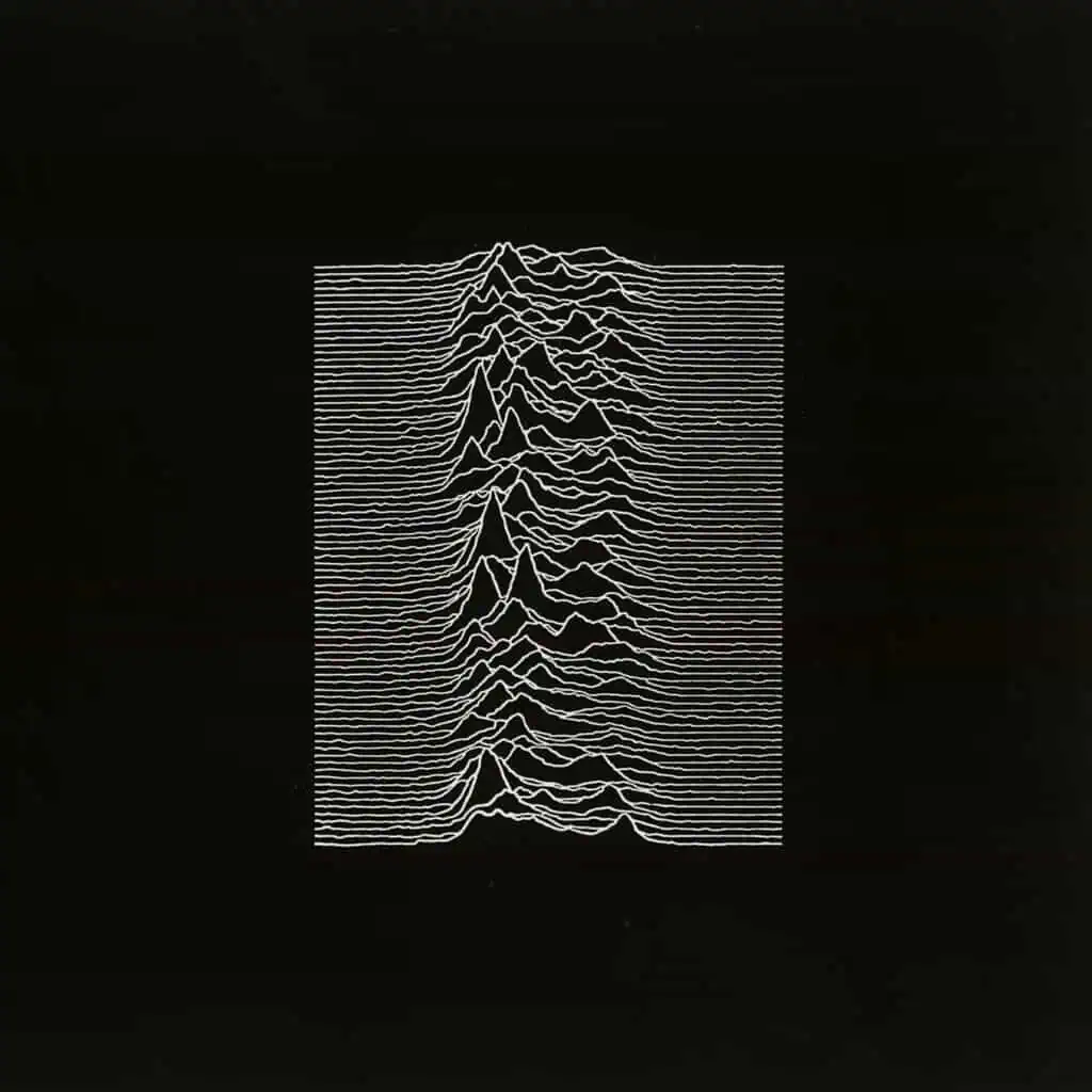 Iconic album cover of Unknown Pleasures, the debut studio album by Joy Division, released in 1979. Courtesy of Factory Records.