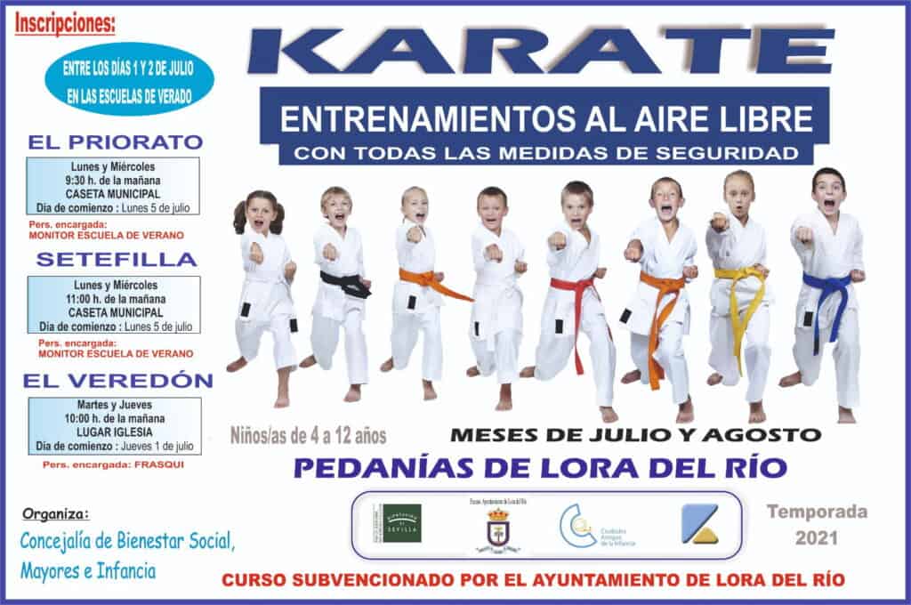 Presentada la Escuela de Verano Municipal 2021 que se desarrollará del 1 de julio al 31 de agosto en Lora del Río y pedanías 2 escueladeveranopresentacionkarate