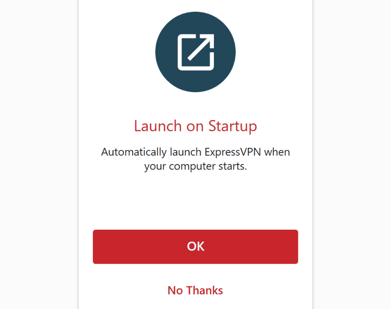 Select your preference for launching ExpressVPN on startup. 