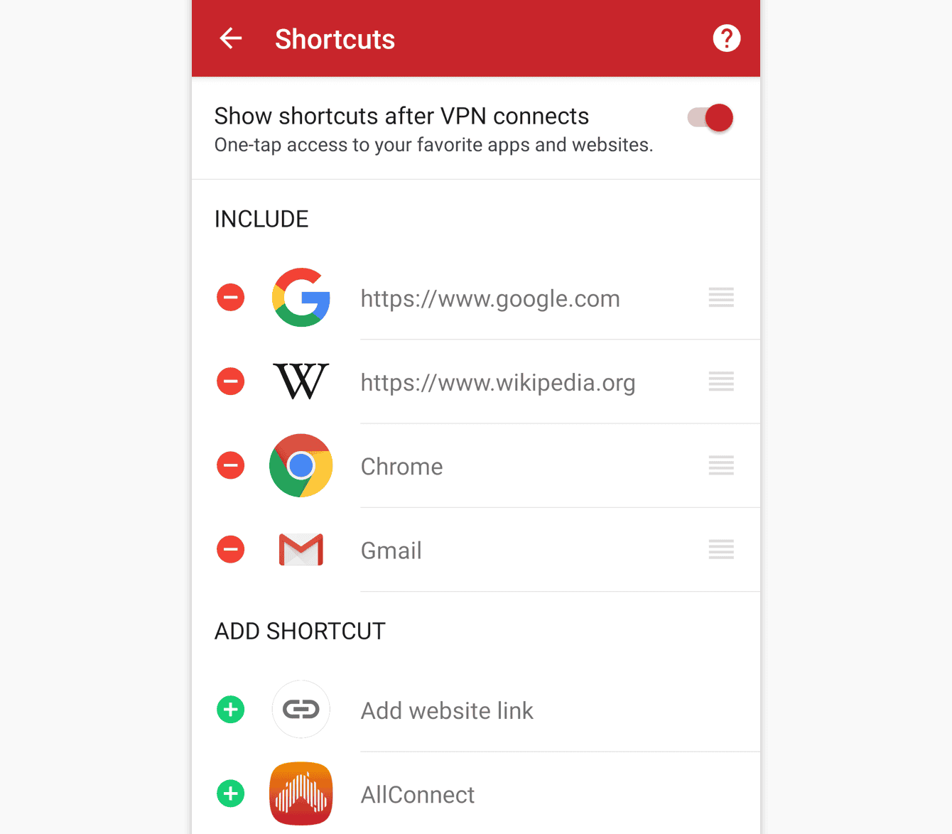 You can select up to five apps or websites you want to appear as shortcuts.