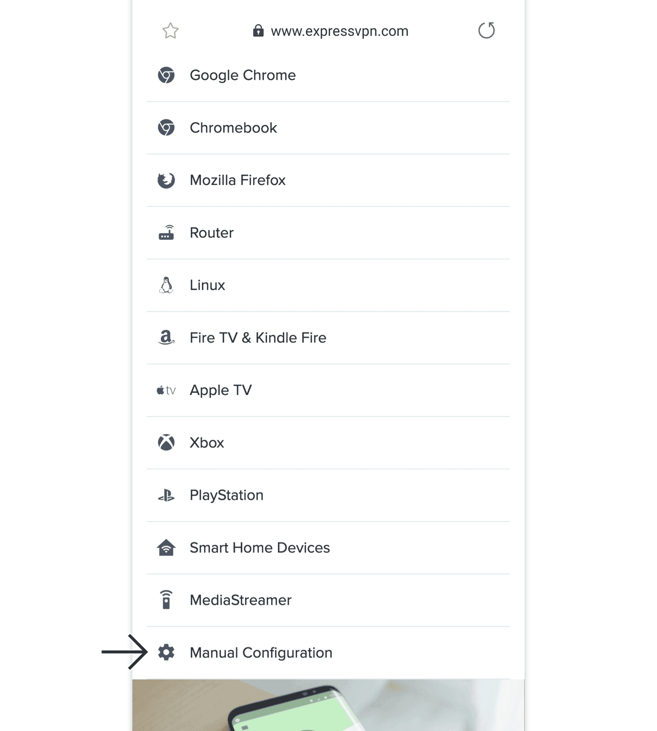 Tap “Manual Configuration.”