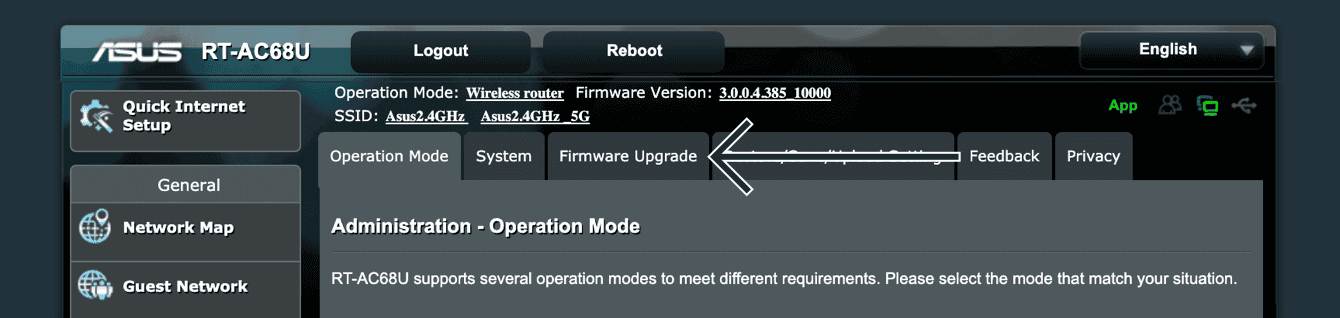 Click “Firmware Upgrade.”