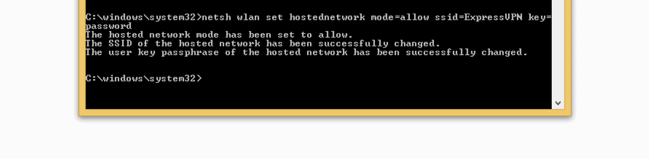The hosted network has been set to allow.