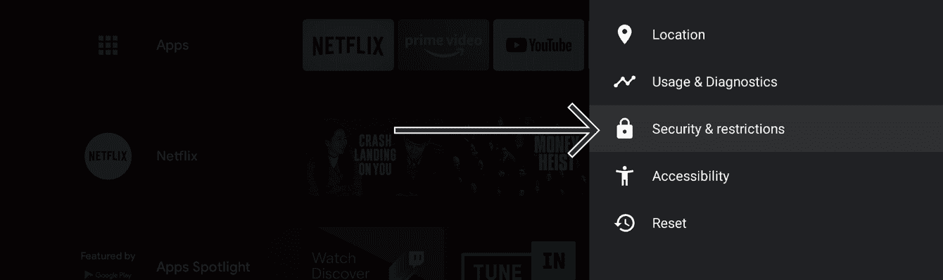 Select “Security & restrictions.”