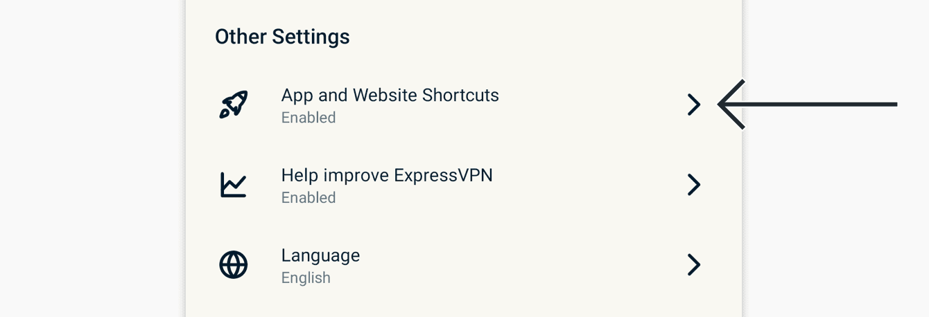 Tap "Apps and Website Shortcuts."
