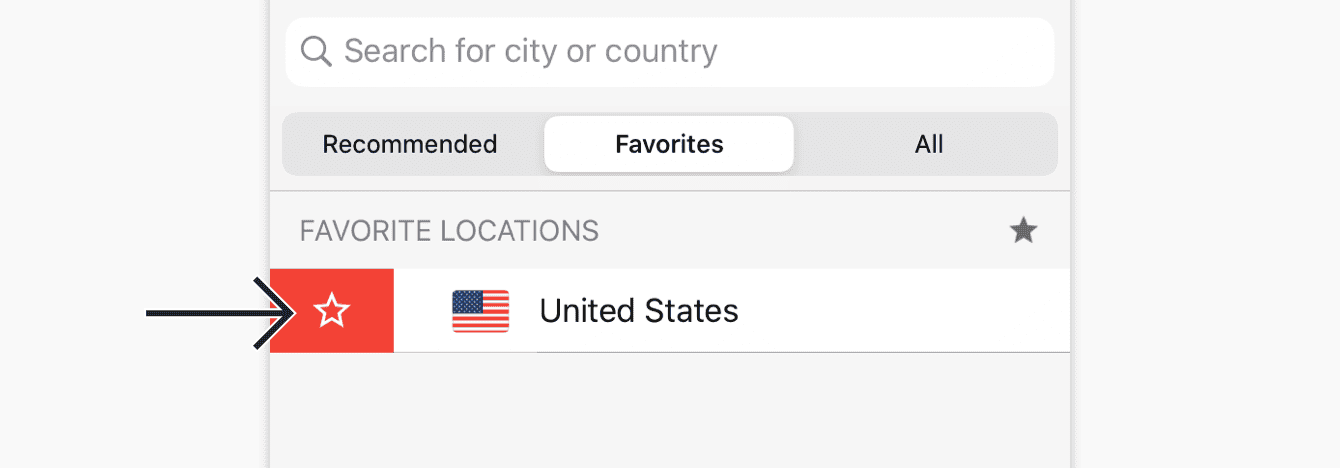 Swipe right on a location to remove it from Favorites.
