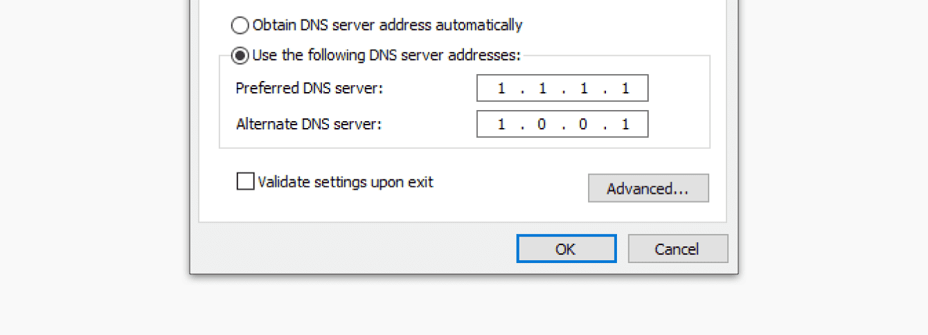 Enter the Cloudflare DNS addresses.