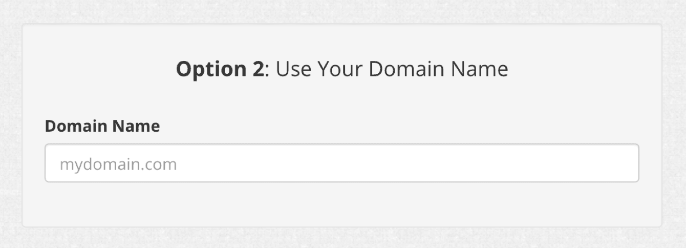 Enter your domain name in Option 2.