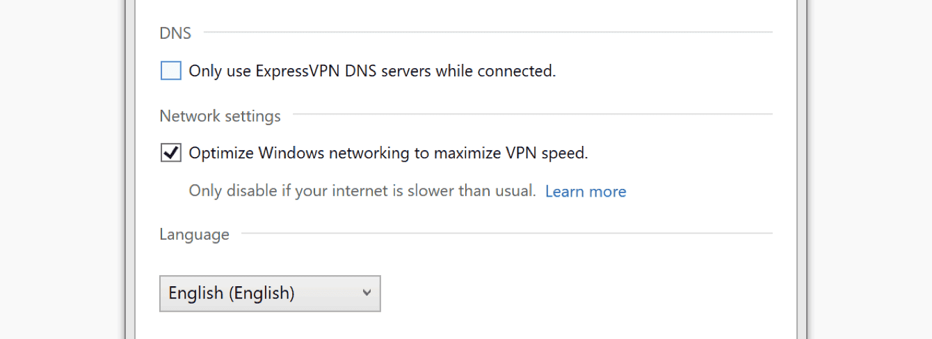  Uncheck the box for “Only use ExpressVPN DNS servers while connected.”
