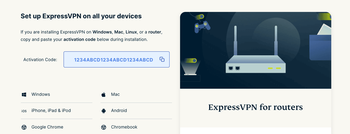 Keep this browser window open. You will need the activation code for the setup later.