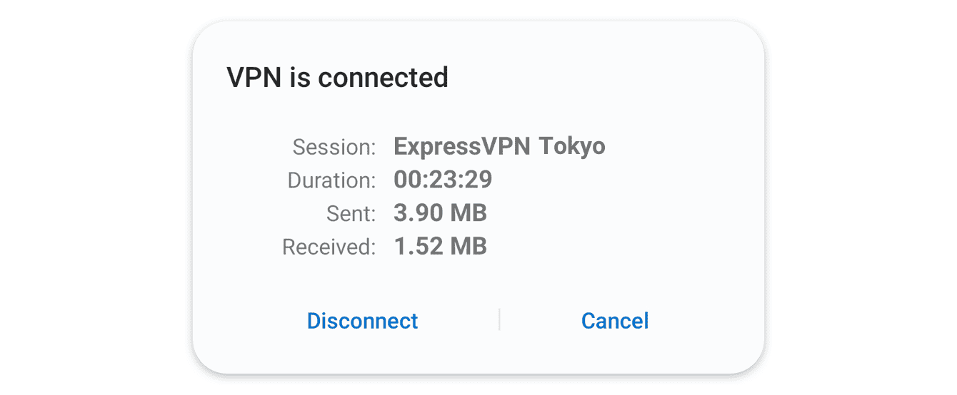 A screen that shows that you have connected to ExpressVPN successfully.