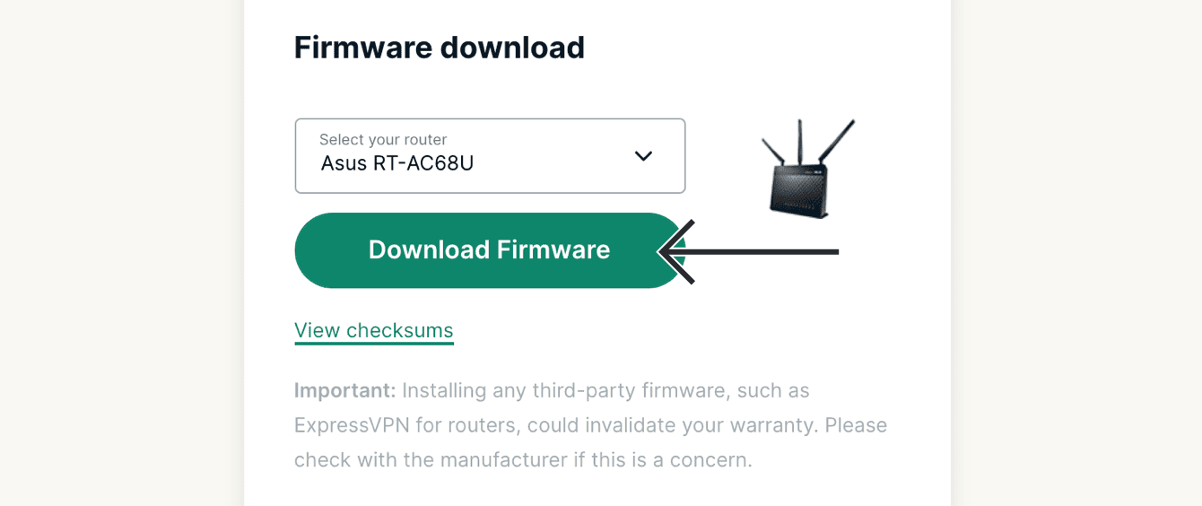 Select your router, then click "Download Firmware."